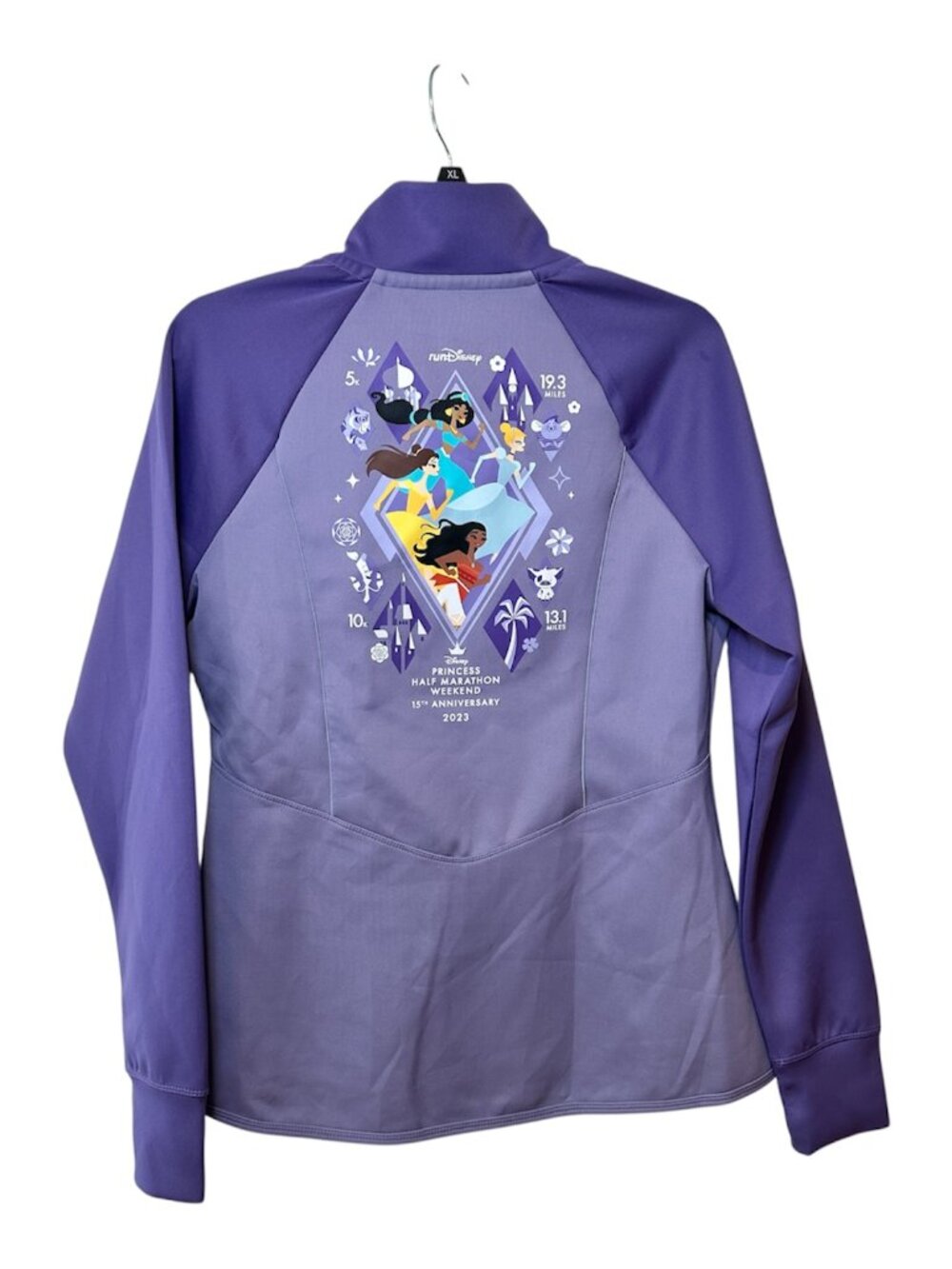 RUN DISNEY Full Zip Jacket 2023 Princess Half Marathon 15th Anniversary L Purple